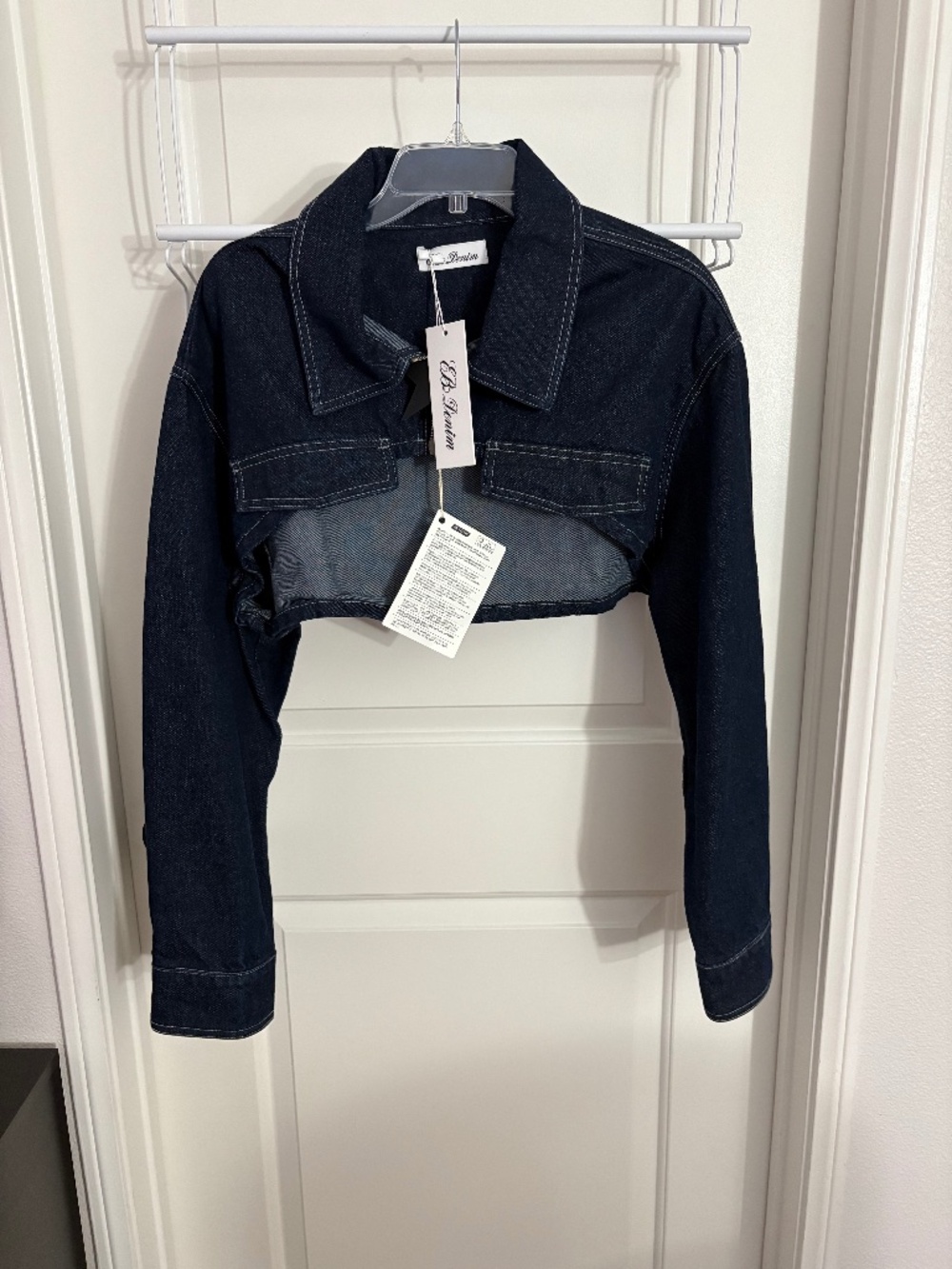 EB Denim Ultra Cropped Premium Denim Jean Jacket Dark Wash Women’s XXL NWT